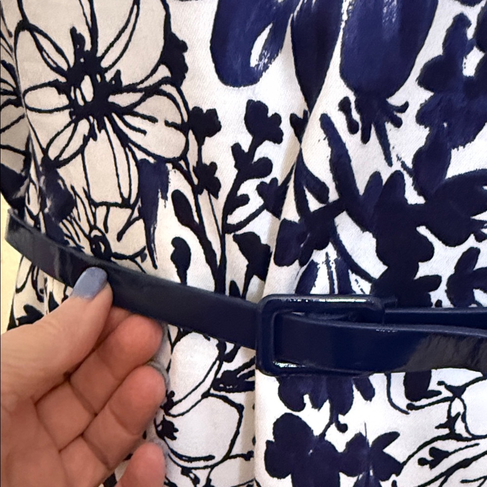 Anne Klein Navy and White Floral Midi Dress - Picture 6 of 11